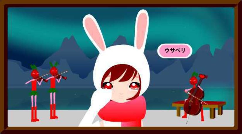 ボーカロイドキャラクターウサミミ姿の女の子のイラスト